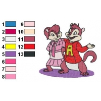Alvin and Brittany The Chipmunks Embroidery Design